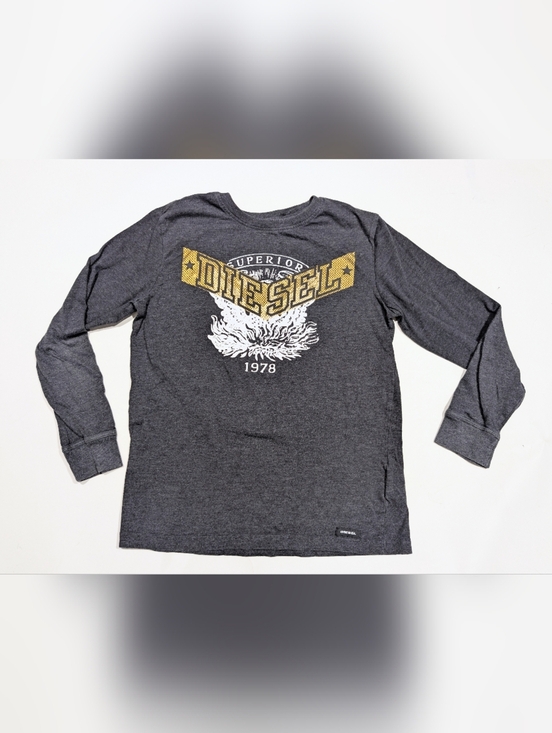Diesel Other - Diesel Kids Charcoal Long-Sleeve Tee with Gold and White Graphic